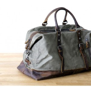 TP2 WAX VampTraveler™ Waxed Sac de Voyage Bagage à Main Weekender Sac à Bandoulière. Toile avec cuir naturel. 4 Couleurs